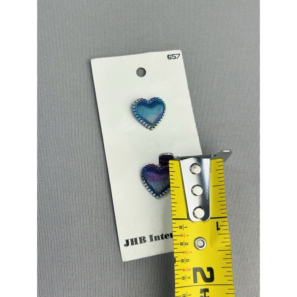 Rainbow Iridescent Hearts Plastic JHB Buttons NEW On Card Set Of 2 - Picture 2 of 11